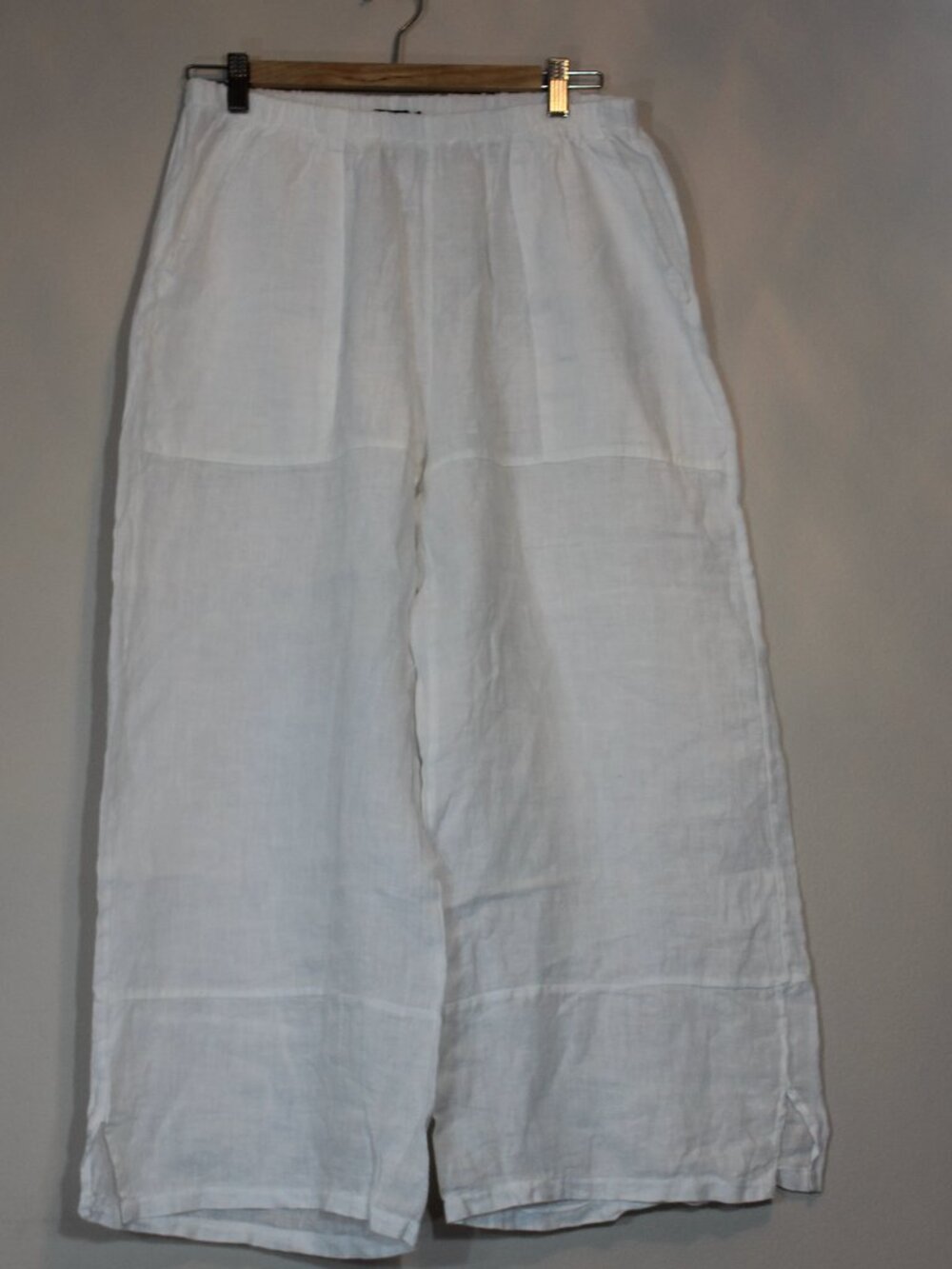 M Made in Italy Linen Long Pants lining  classic cut white  straight leg XL